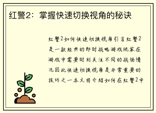 红警2：掌握快速切换视角的秘诀